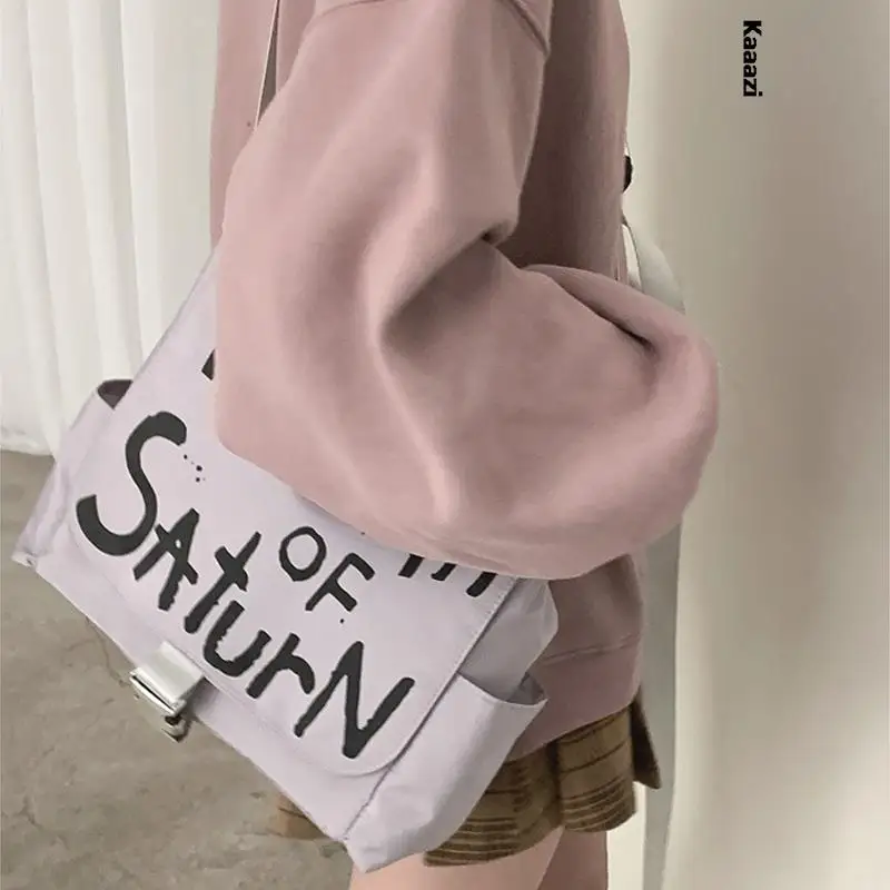 Холщовая однотонная сумка через плечо новинка 2023 модная сумка-тоут с надписью