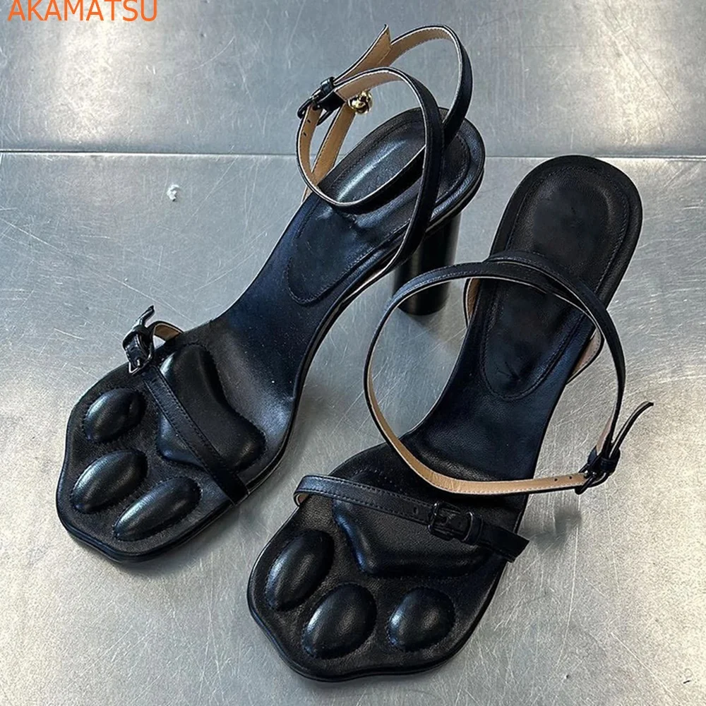 

Square Heel Straight Strap Women Sandals Solid Ankle Strap Slingback Buckle Strap Fashion Sexy Casual New Arrivals Women Shoes