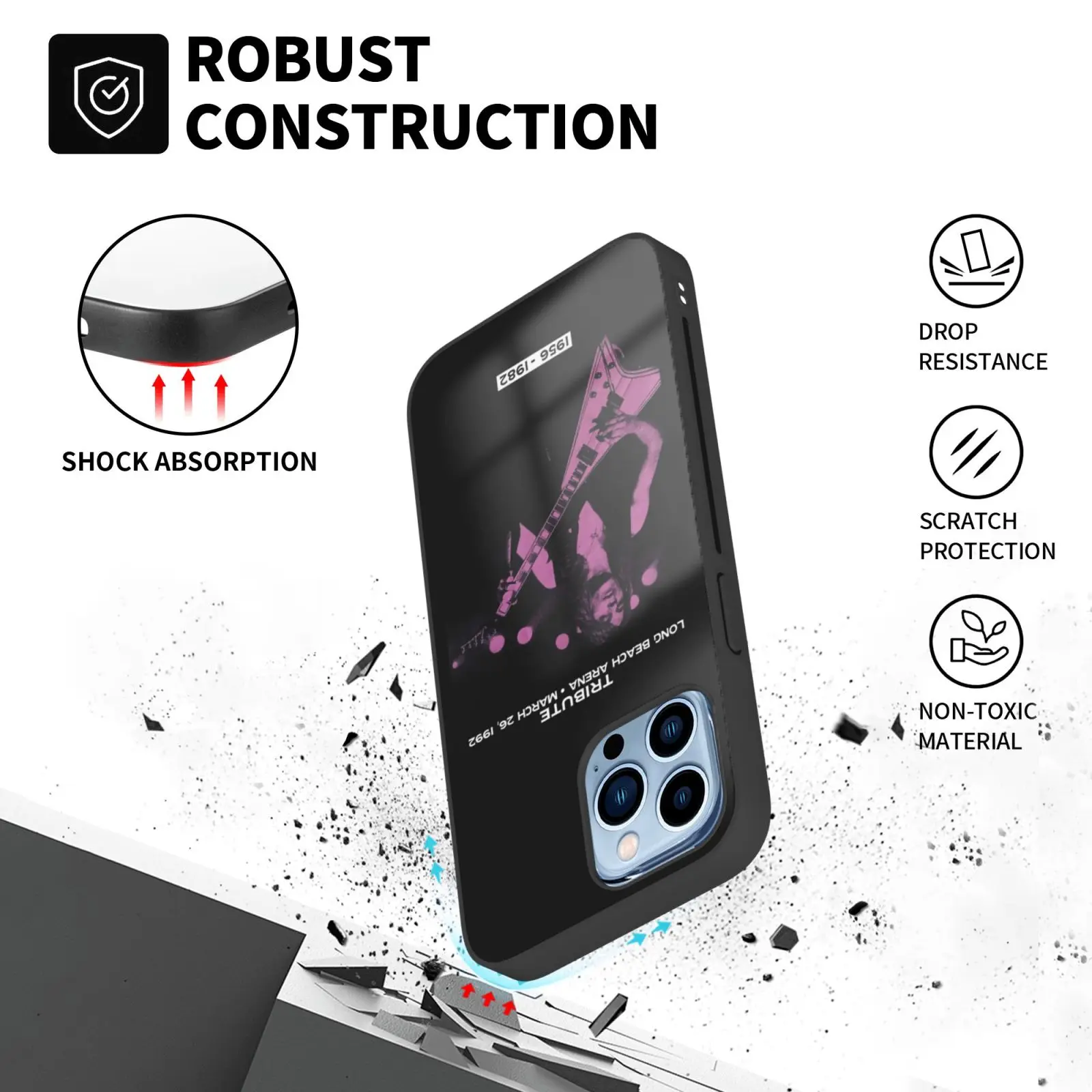 1992 черный чехол из закаленного стекла с принтом Рэнди роадс для iPhone 13 12 Mini Pro Max |