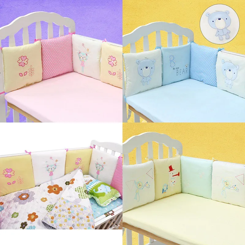 

6Pcs/Lot Baby Bed Bumper Newborn Cot Cotton Fence Sleeping Protector Toddler Crib Bumpers Cute Pattern Infant Bedding Cushion