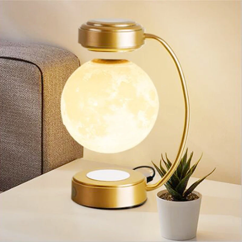 3D Magnetic Levitating Moon Lamp LED Night Light Rotating Wireless Moon Ball Floating Lamp For Bedroom Novelty Christmas Gifts