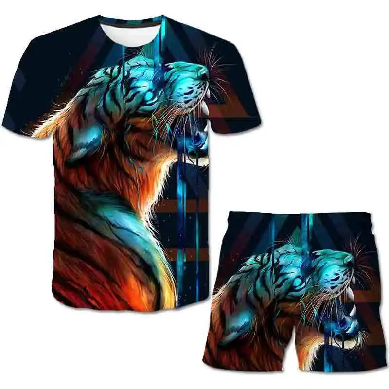 Summer Men Set The Lion King Tracksuit For Man Oversized Clothes 3d Printed T shirt Shorts Fashion Sportswear Mens Tshirts Suit