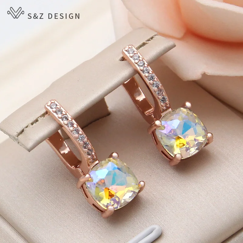 S&ampZ дизайн новых модных квадратных хрустальных сережки вислей для женщин