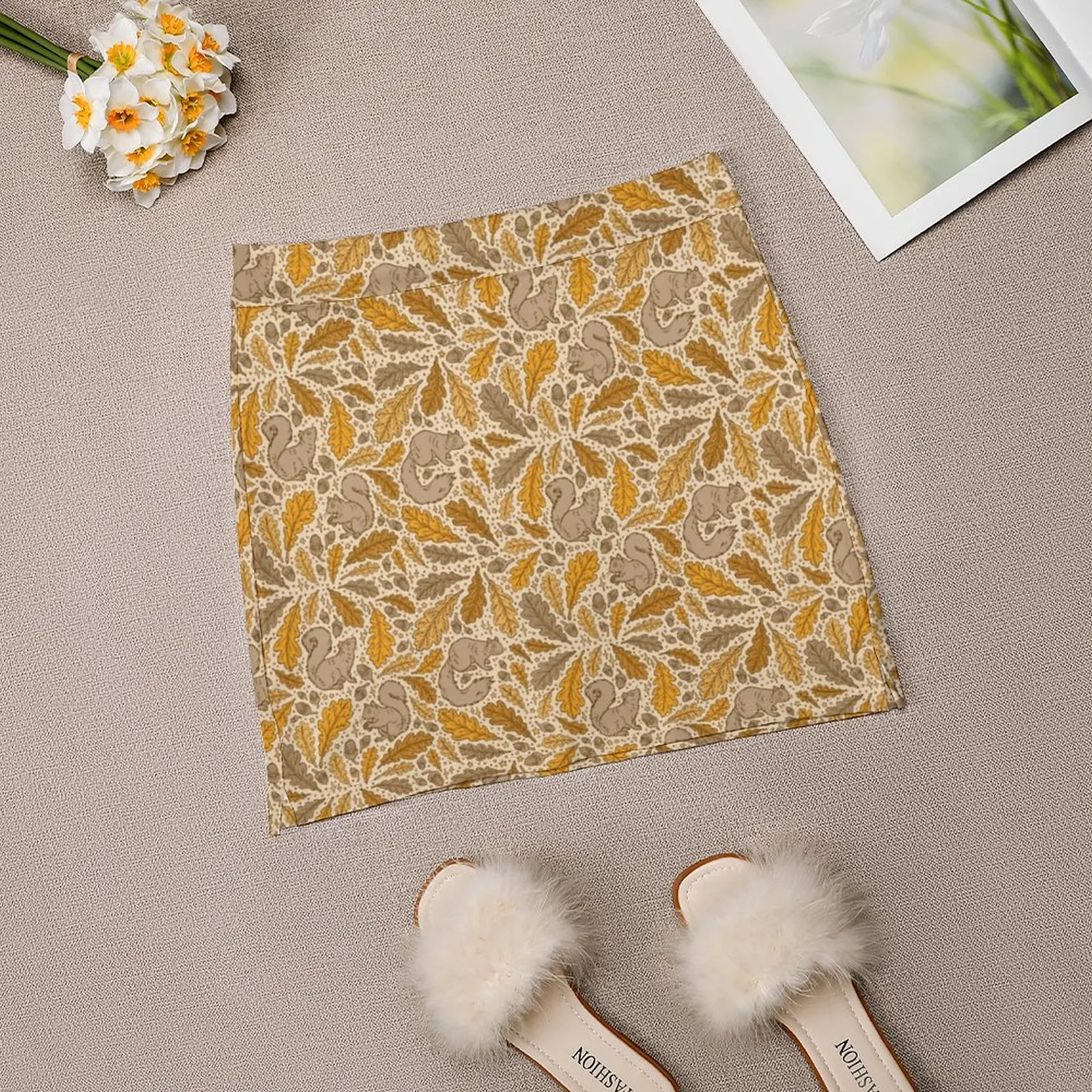 Дуб и Белки | Женская юбка с рисунком животных природы спортивная юбка-юбка