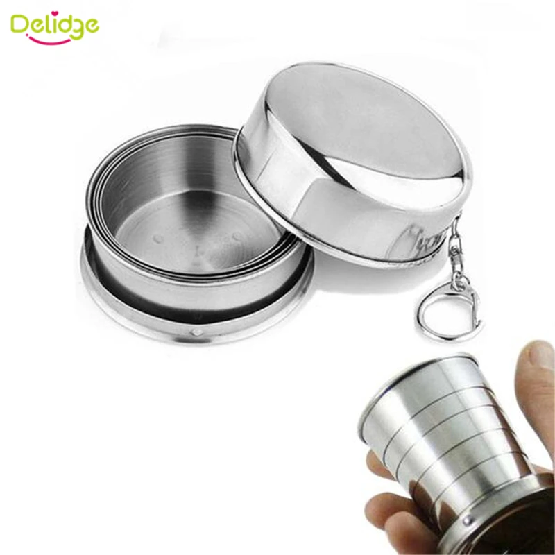 

1 pc 75 ML Mini Glass Stainless Steel Portable Travel Folding Mug Telescopic Outdoor Folded Cups Collapsible Water Beer