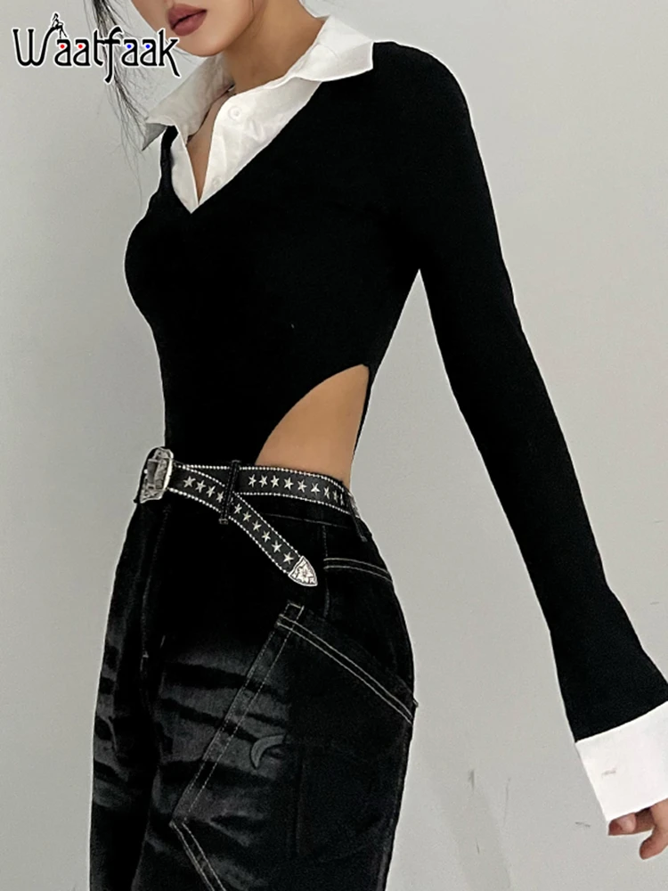 

Женское боди с длинным рукавом, с высокой талией и открытой спиной