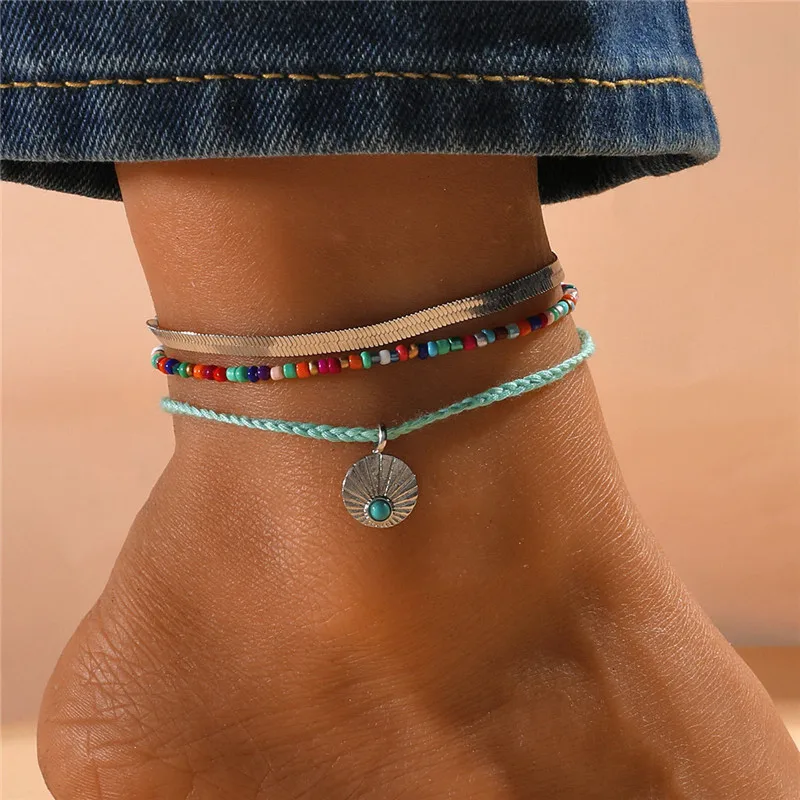 Женские ножные браслеты ZOSHI летние на лодыжку из бисера ручной работы 3