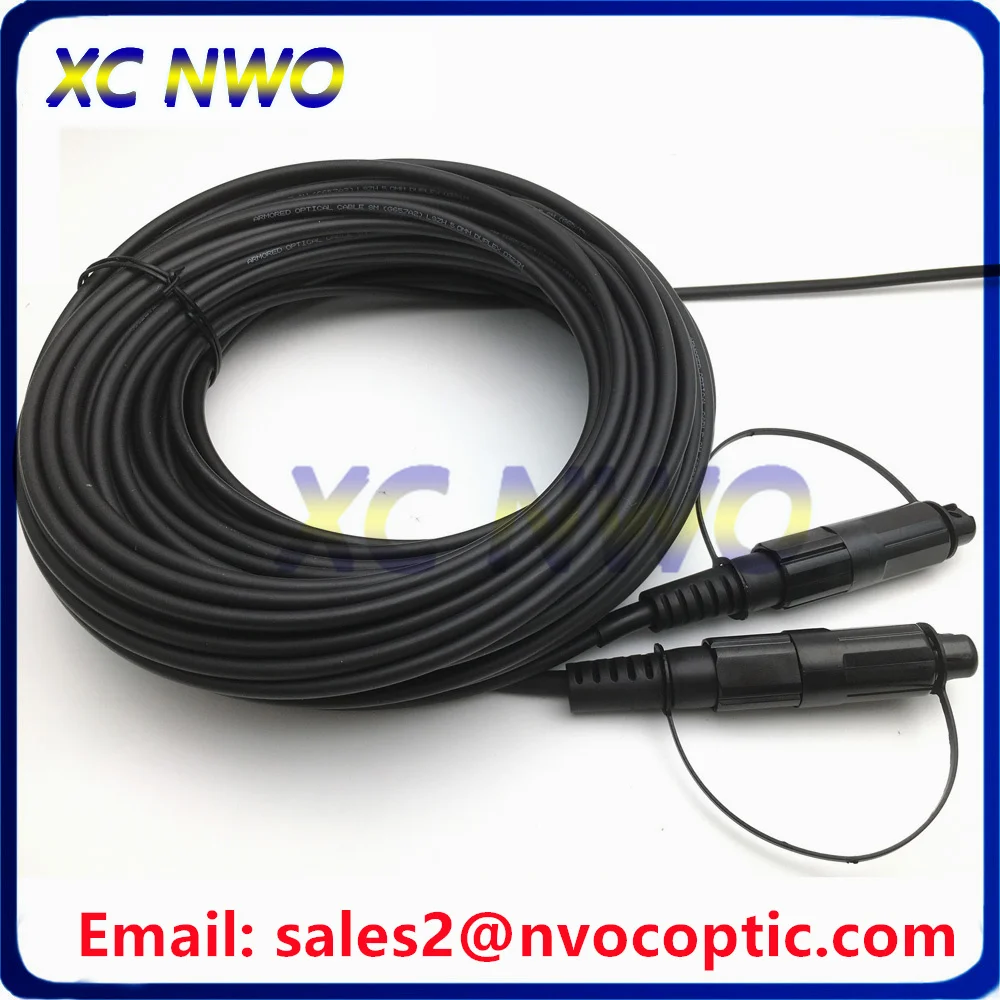 Комплект из 2 шт. уличных водонепроницаемых оптоволоконных кабелей IP67 CORNING Male SCAPC - Corning Female SCAPC, 3 м, 5,0 мм, бронированные, симплексные, LSZH, черные (art.: 3920dbf7fe230) - 3920dbf7fe230