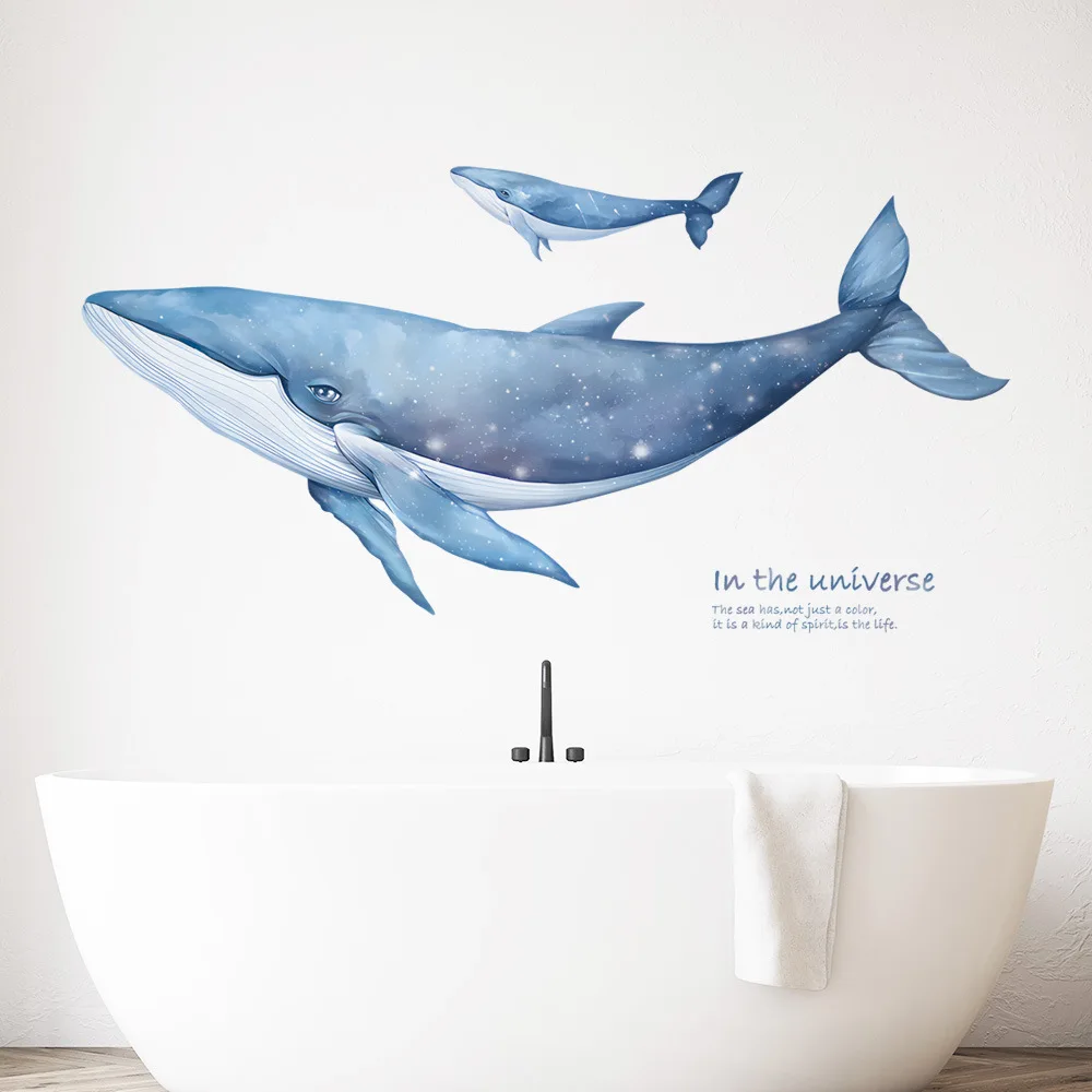 

Blue Cartoon Fantasy Whale Wall Sticker Kids Room Baby Nursery Decorative Wallpaper Boys Girls Bedroom Wall Decal
