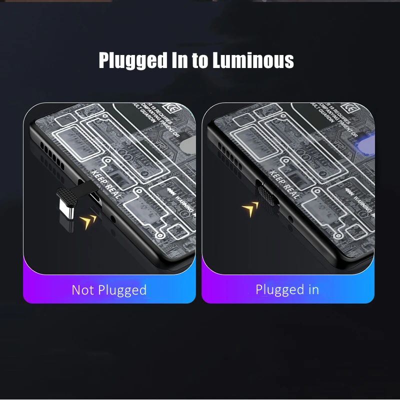 Luxury Voice Sensing LED Light Glowing Circuit Phone Case for VIVO X50 X60 X70 X80 X90 IQOO 8 9 10 Pro Plus  Luminous Protector