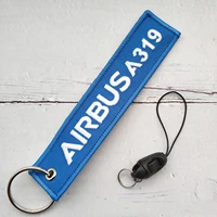 1 set blue embroidery airbus a319 phone strap wrist strap lanyard for keys gym phone case straps badge holder for aviator