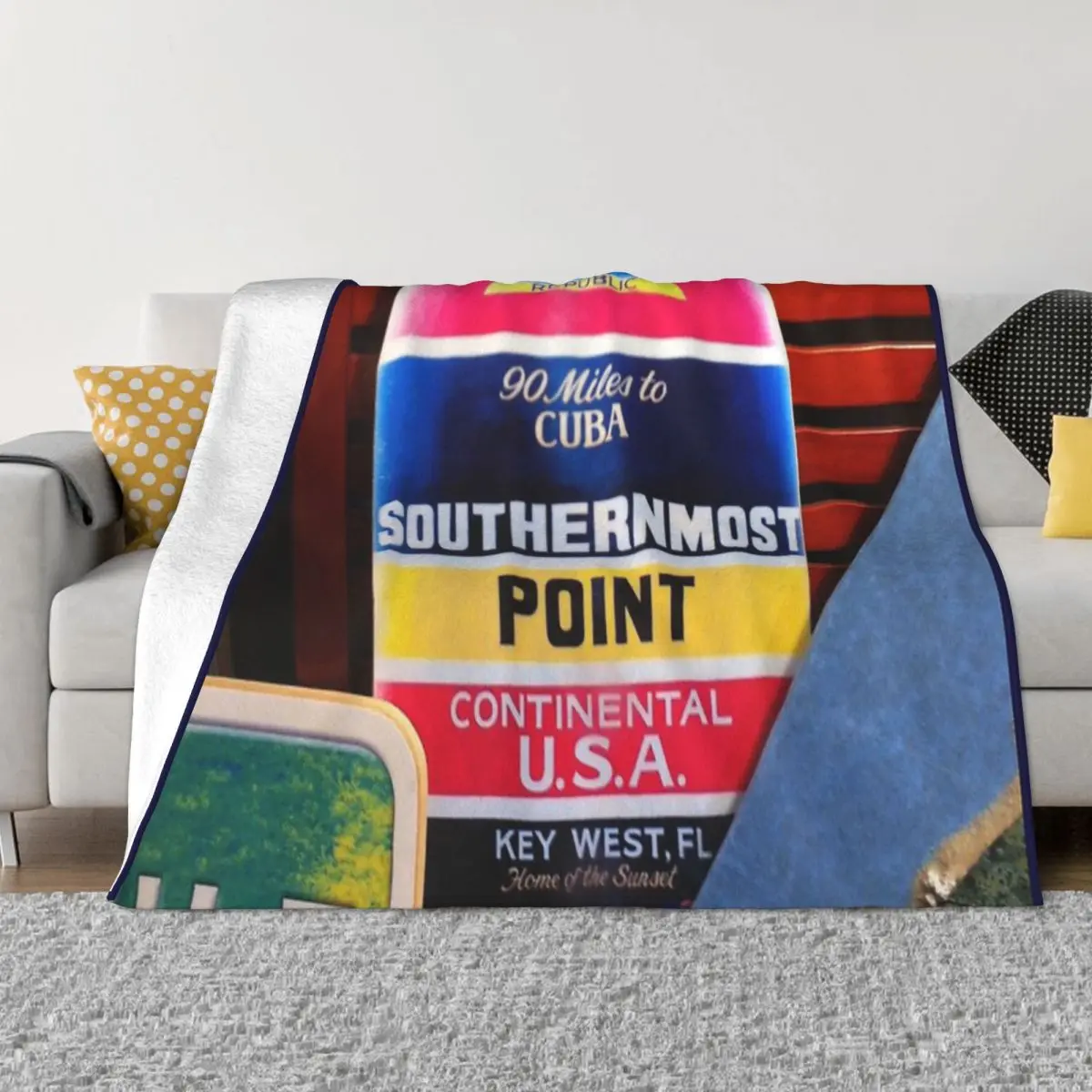 Самая южная точка цветной уличный знак Кей-Уэста одеяло покрывало на кровать