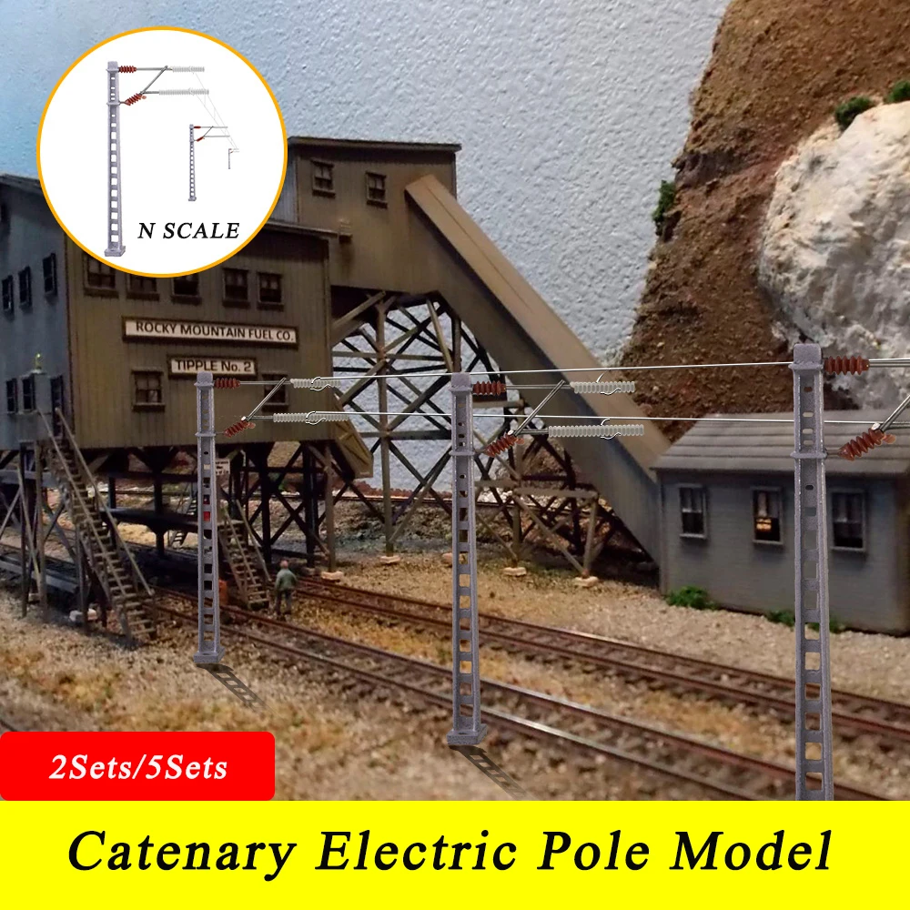 

2sets/5sets N Scale 1:160 Catenary Electrical Electric Pole Model Railway Train Accessories Layout Diy Modeling for Diorama