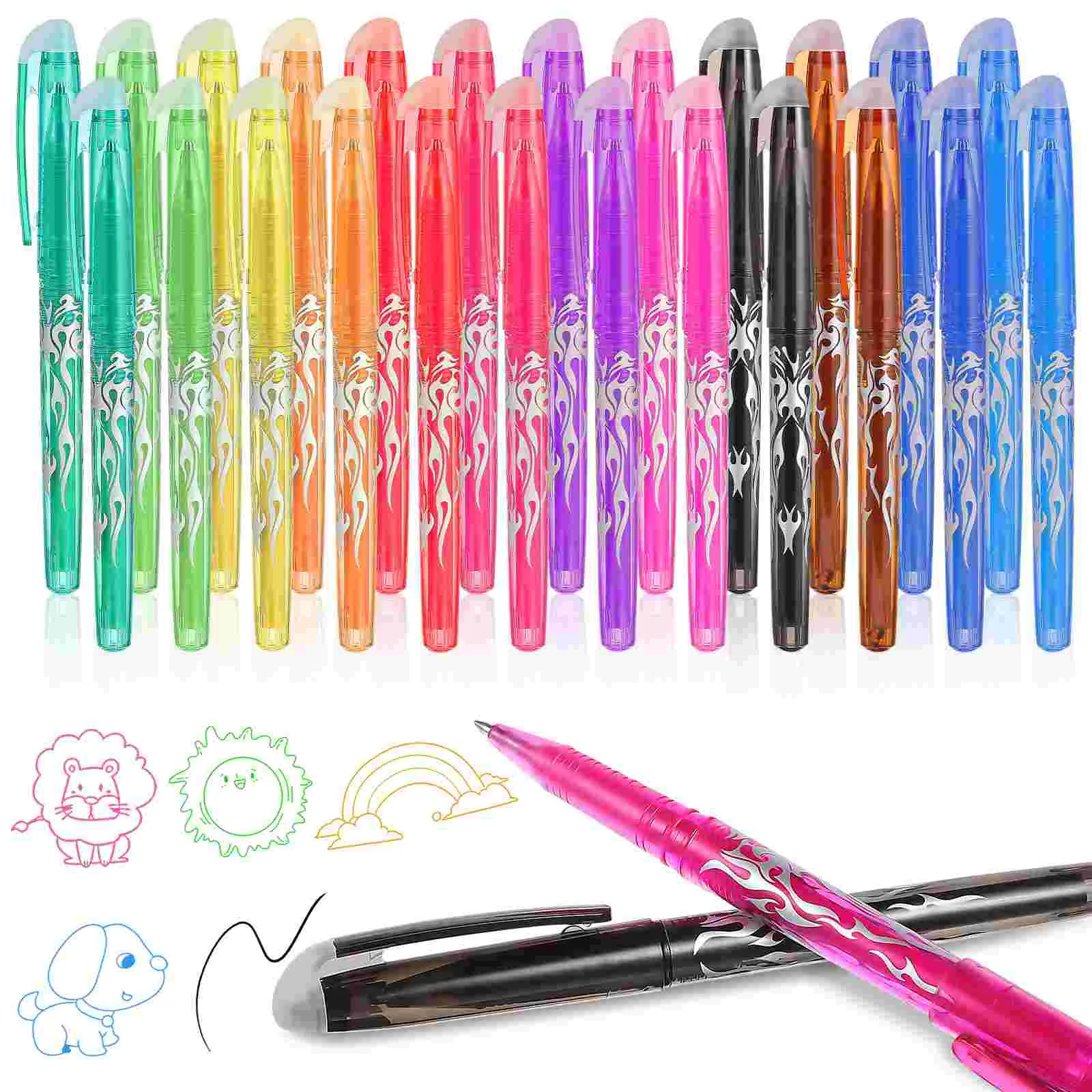 

24 Pcs Disappearing Pen Colored Erasable Pens Signing for Student Writing Multicolor Cartoon Plastic Kid Child