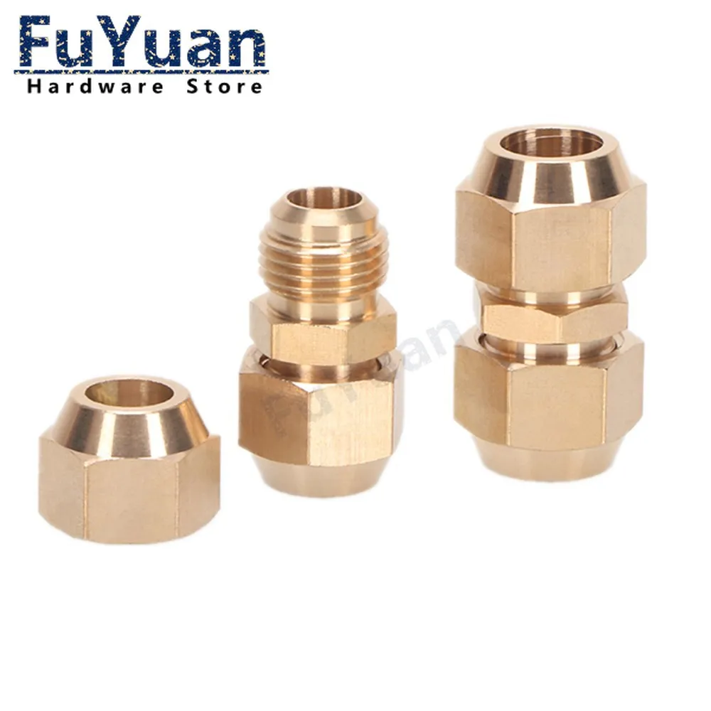 1pcs Flared Brass Straight through pipe fittings 6/8/10/12/14mm Tube connector Fitting Air conditioning extension tool Fitting