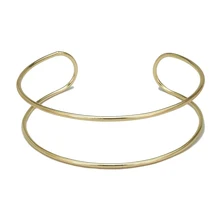 MANILAI Two Metal Line Rigid Golden Chocker Bib Neck Torques Choker Necklaces For Woman 2022 Collar Statement Jewelry Bijoux New