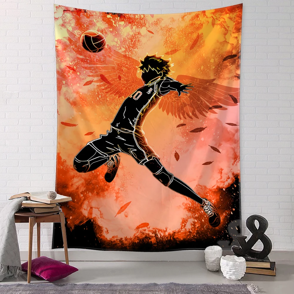 

FBH Cartoon Anime Portrait Tapestry Wall Hanging Kawaii Hippie Tapiz Art Room Dorm Aesthetic Home Decoration Figure Shadow