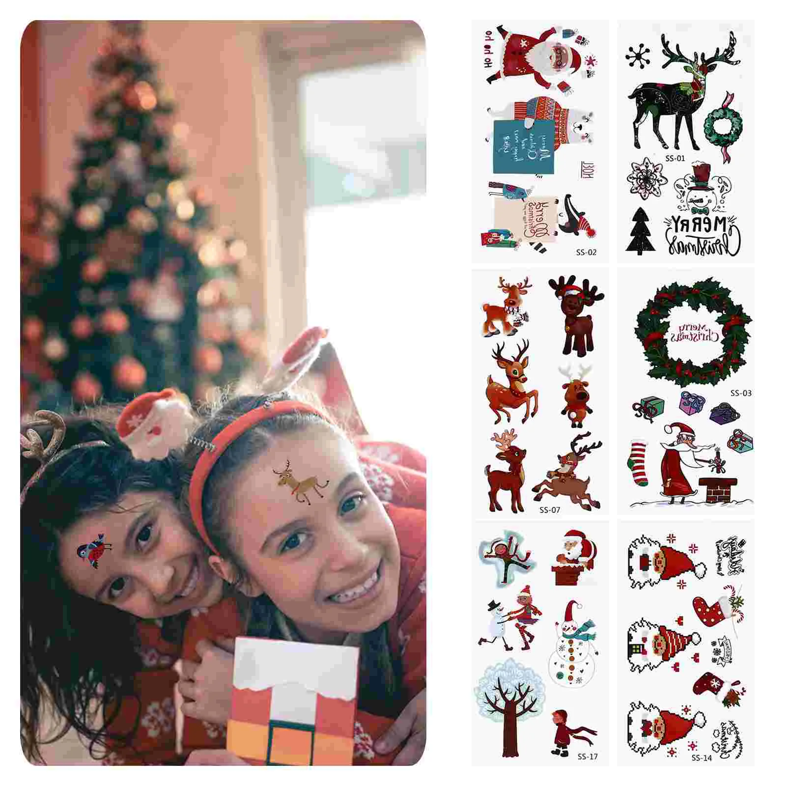 

30 Sheets Kids Safe Creative Tattooing Decor Decals Xmas Stickers for Gift Party Kids