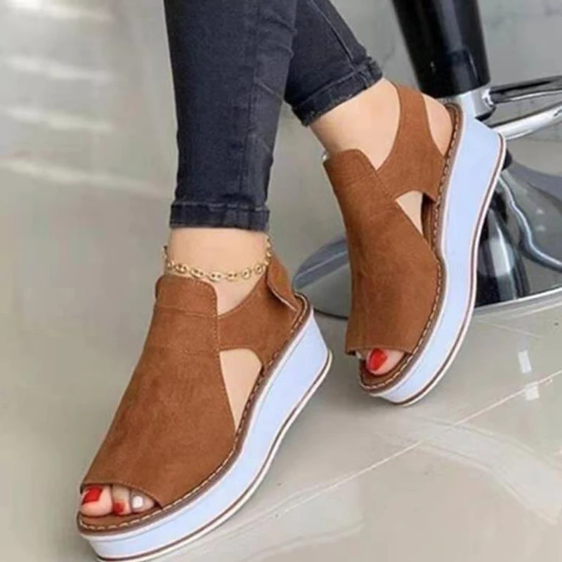 

Сандалии женские на платформе, босоножки на танкетке, мягкий каблук, открытый носок, Повседневная летняя обувь