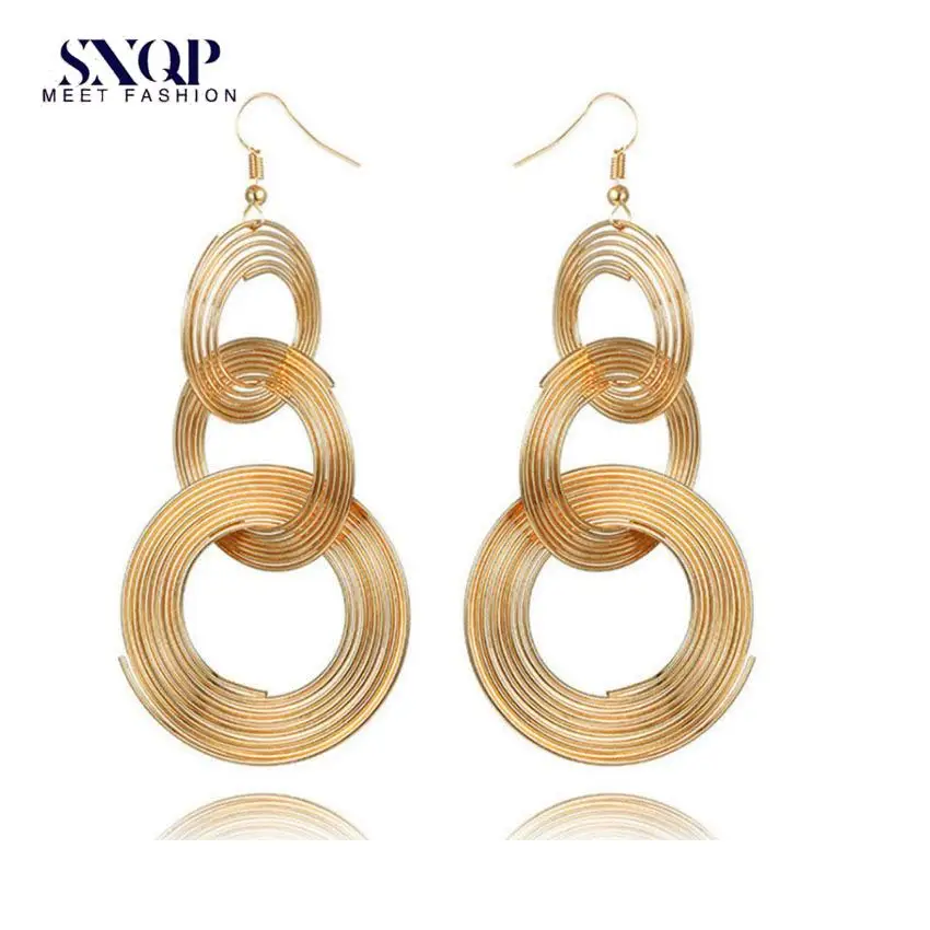 

Exaggerated Retro Geometric Multi-Layer Metal Circle Earrings Female Online Influencer Personal Nightclub Ear Stud Earring