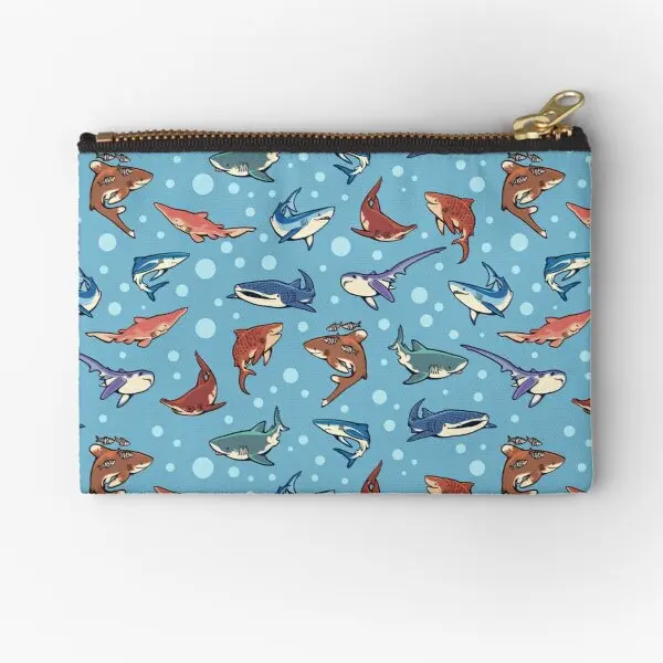 

Sharks In The Light Blue Zipper Pouches Men Storage Panties Packaging Pocket Women Socks Small Bag Wallet Money Coin Underwear