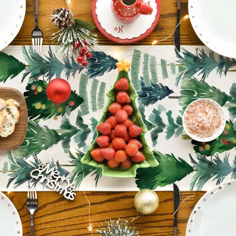 30x180 см Рождественский снеговик скатерть олень Рождественская елка с принтом