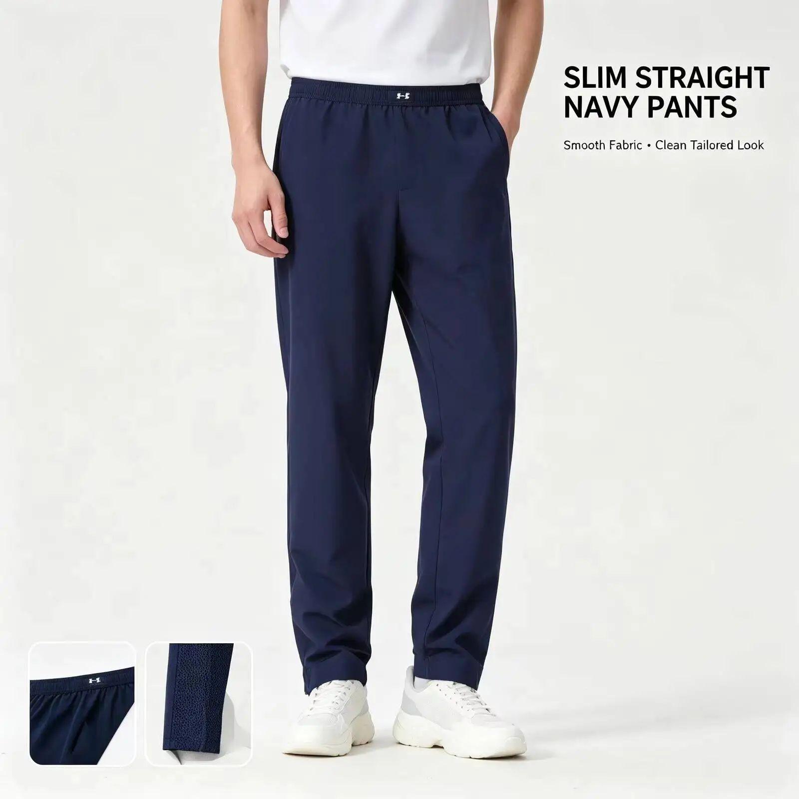 Фото Новые прямые брюки Under Armour Navy Slim для женщин и мужчин из гладкой ткани, повседневные брюки, универсальные деловые брюки для повседневной носки 1390150-410 №1