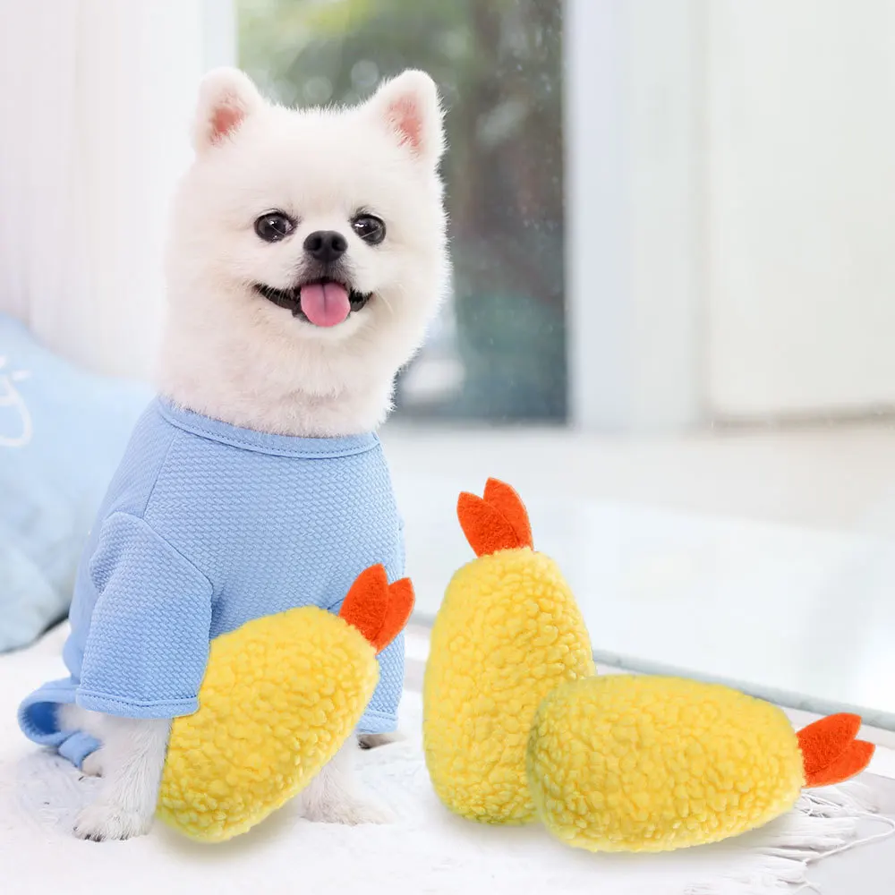 

Cat Plush Vocal Toys Cute Fried Shrimp Legs Pet Supplies Dog Toys for Small Medium Dogs Accessories Puppy Squeak Toys