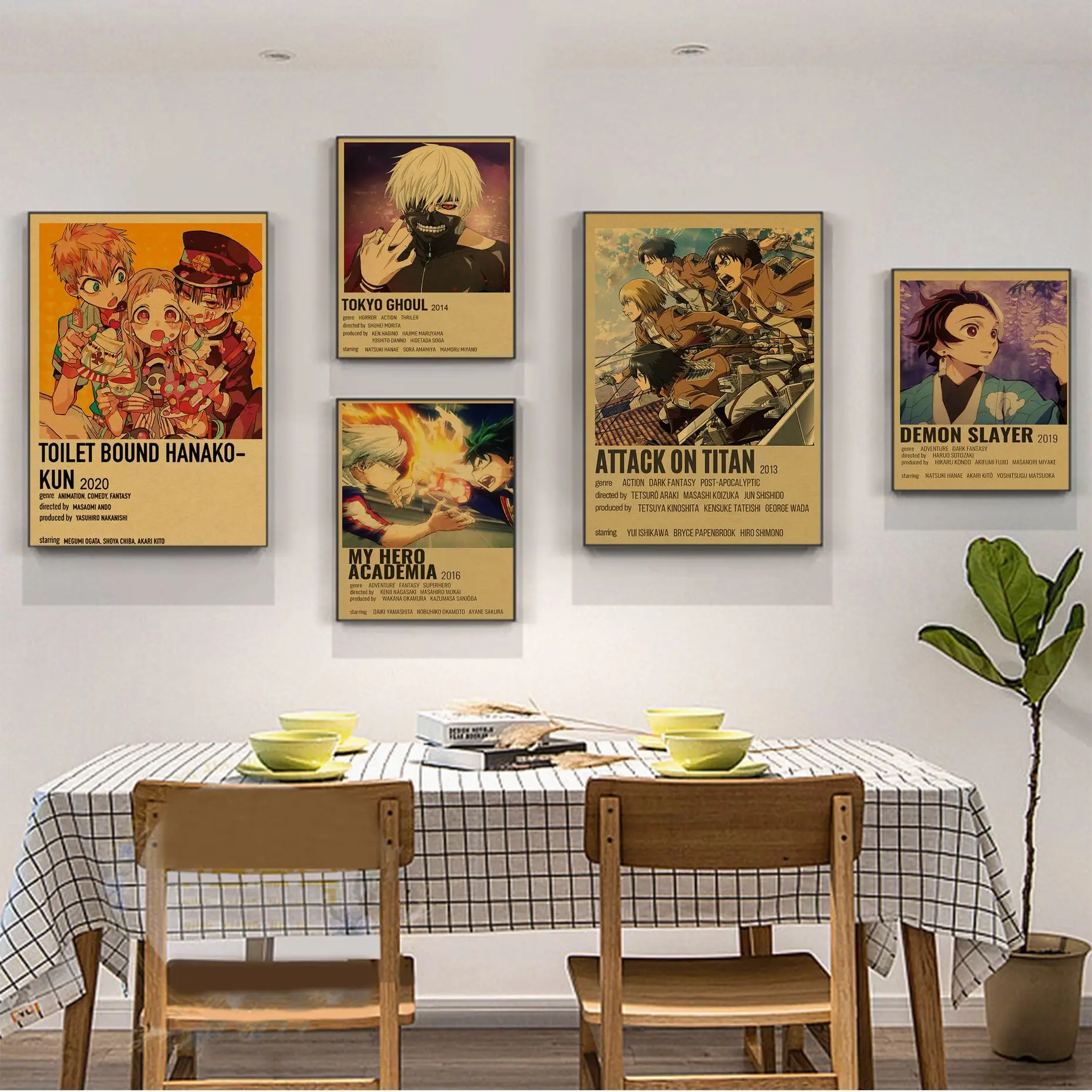 

Retro Japanese Classic Anime Compilation Attack Giant Tokyo Ghoul Vintage Posters Decor Painting Wall Art Kraft Paper Aesthetic