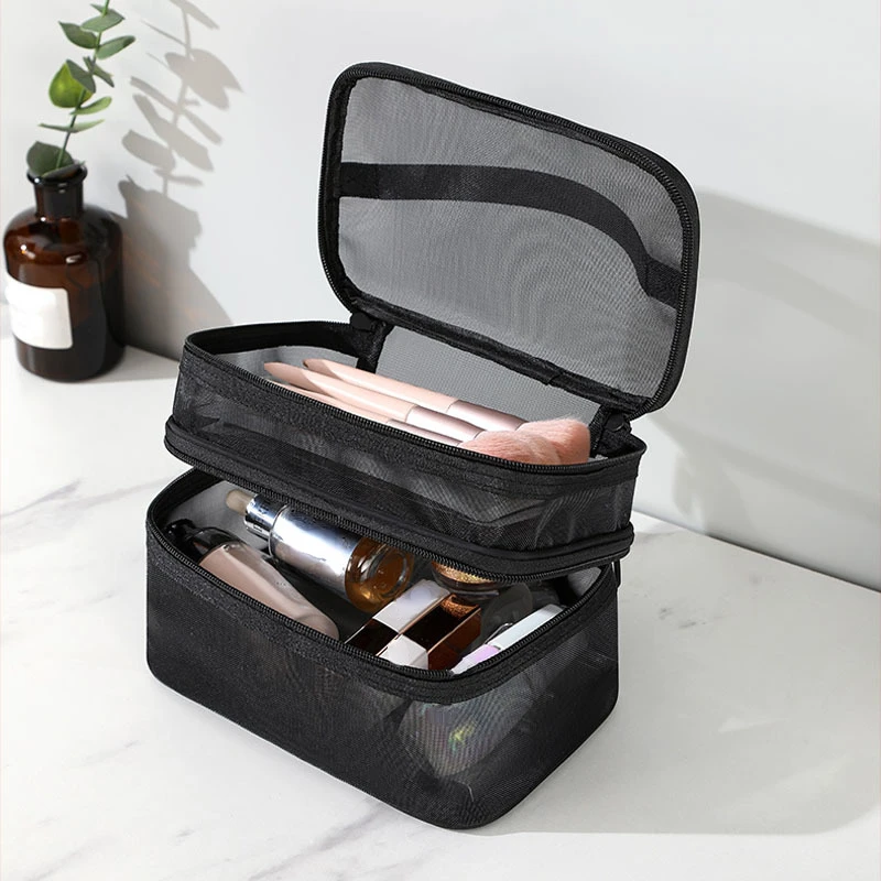 

Up Cosmetic Women Wash Beauty Storage Toiletry Makeup Organizer Make Mesh Portable Ladies Zipper Pouch Travel Bag Case Small Bag
