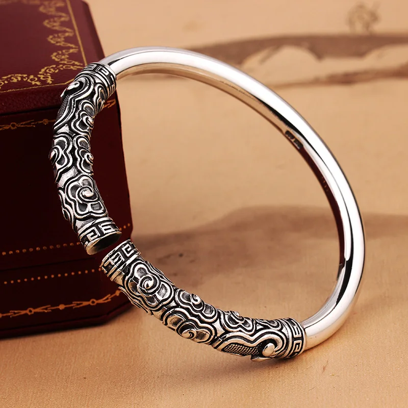 Новый женский браслет мужской властный Регулируемый Серебряный в стиле ретро |