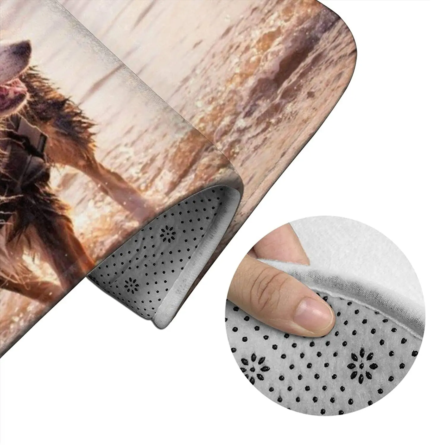 

Dog-Sea-Shore-Walk Bathroom Mat Sets 3 Piece Set Rugs Memory Foam Mat Set Toilet Seat cover Bath Mat Lid Cover