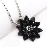 michel jone black dahlia necklaces vintage flower crystal copper alloy pendant necklace with beads chain jewelry movie fans gift