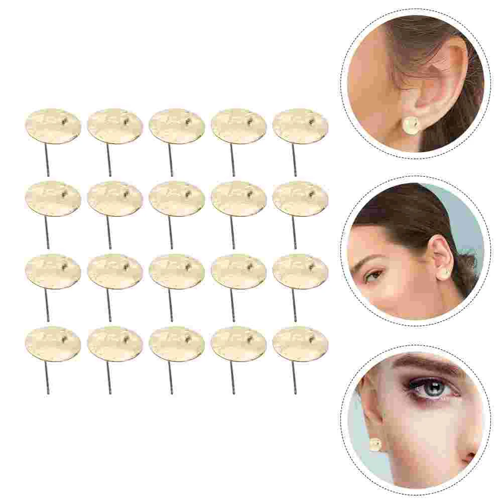 

40Pcs Alloy Earring Studs Pin Flat Round Tray Base Ear Jewelry Findings Holder