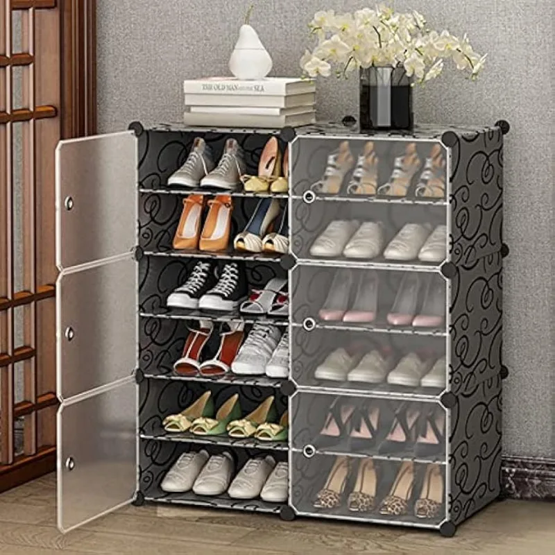 

Jomifin Shoe Rack Storage Cabinet with Doors, Portable Shoes Organizer,Expandable Standing Rack, Storage Boots,Slippers,Shoes