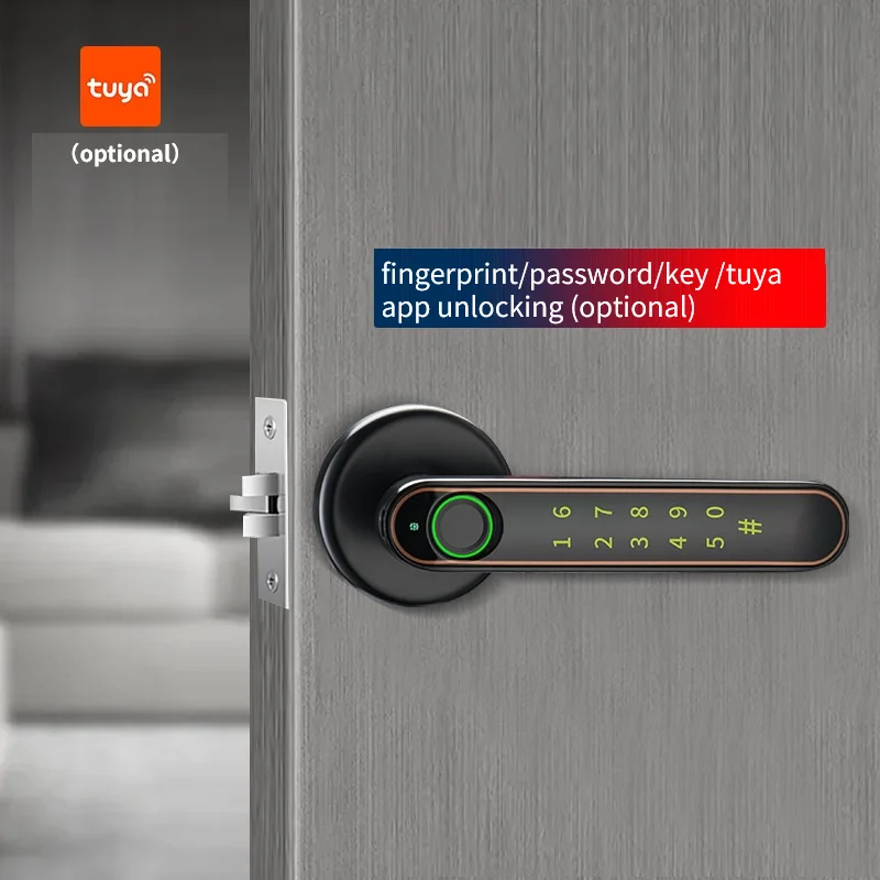 

Fingerprint Lock Bluetooth-compatiable Tuya App Password Fingerprint Unlock Indoor Handle Lock Home Electronic Smart Door Lock