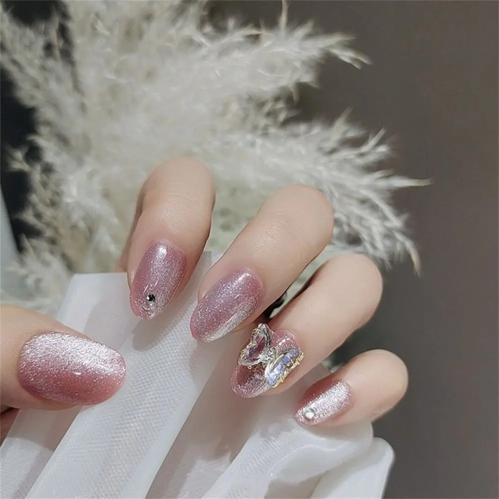 

24Pcs/Box Manicure Glitter Butterfly Medium Long Full Cover Wearable Almond False Nail Artificial Nails Fake Nails