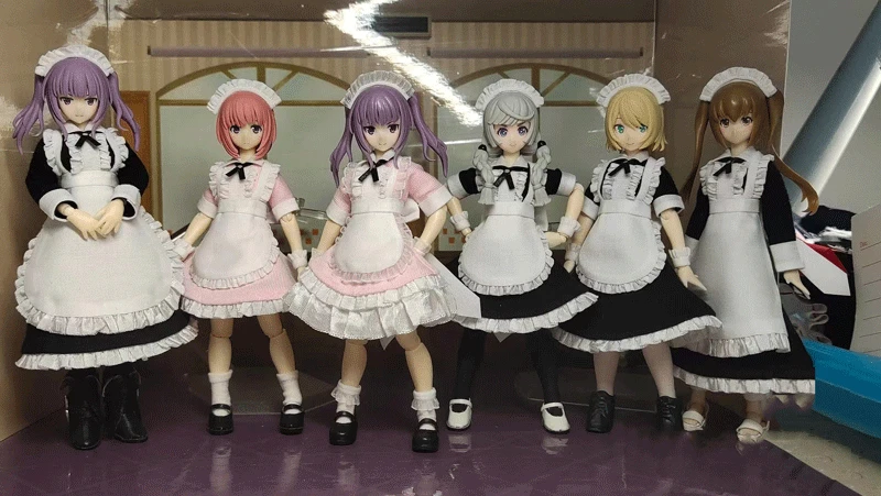 

1/12th Sodier Clothes Maid Outfit Model for 6" azone12 figma Female Figure