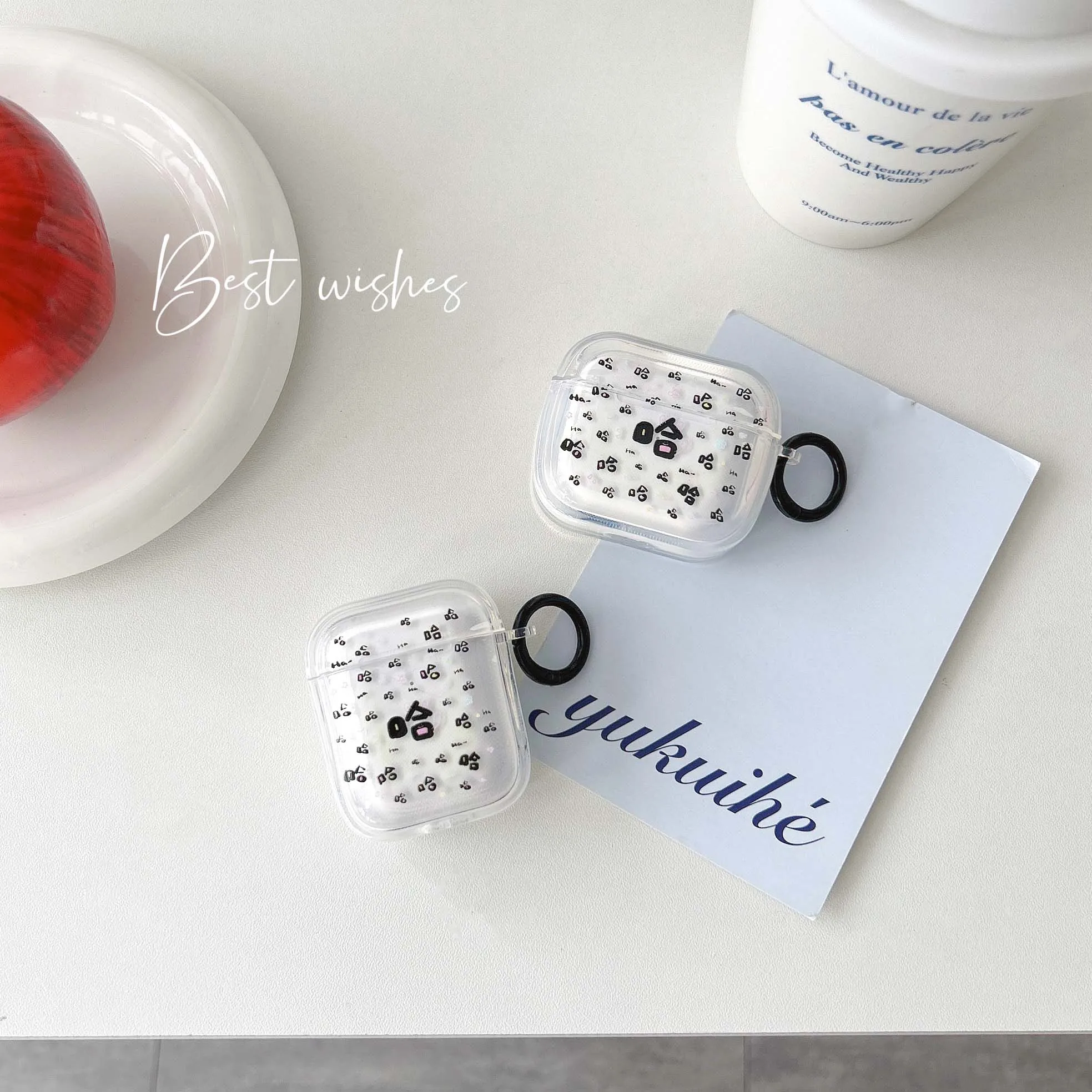 Наушники с надписью happy letter haha