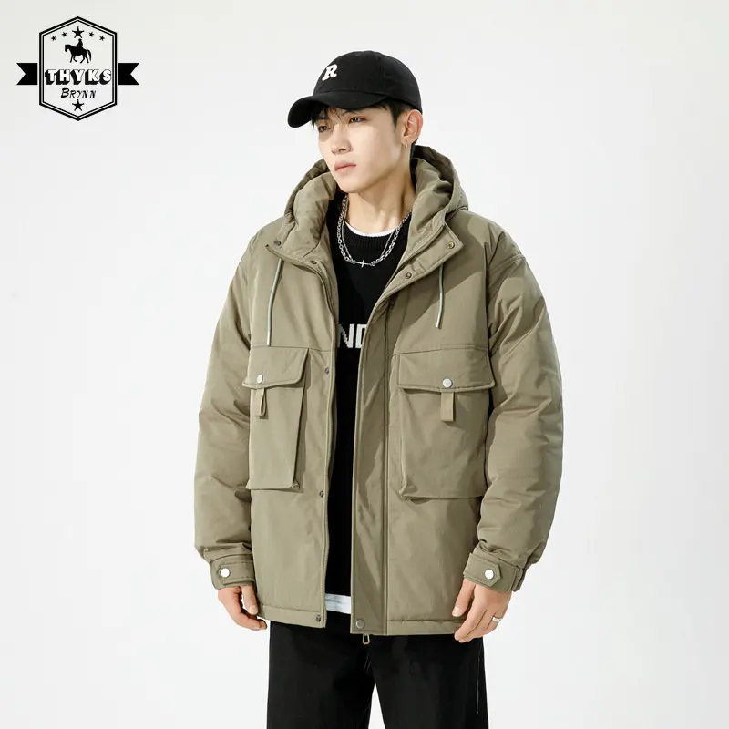 

Куртка-оверсайз зимняя унисекс, Модная парка в готическом стиле, с пэчворком и надписью, Повседневная теплая куртка свободного покроя, в Корейском стиле