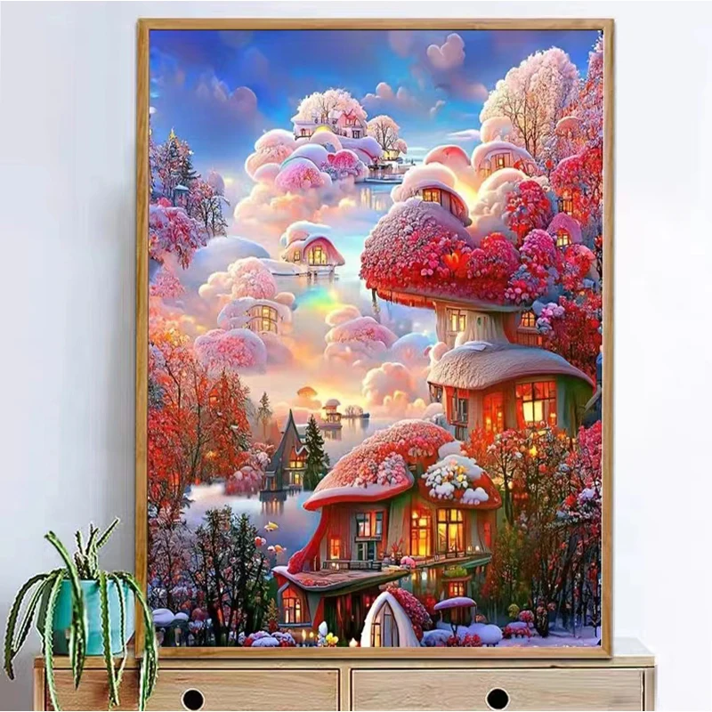 

Алмазная живопись 5d в новом стиле, мультяшный замок мечты, вышивка крестиком, украшение для гостиной, спальни, пейзаж
