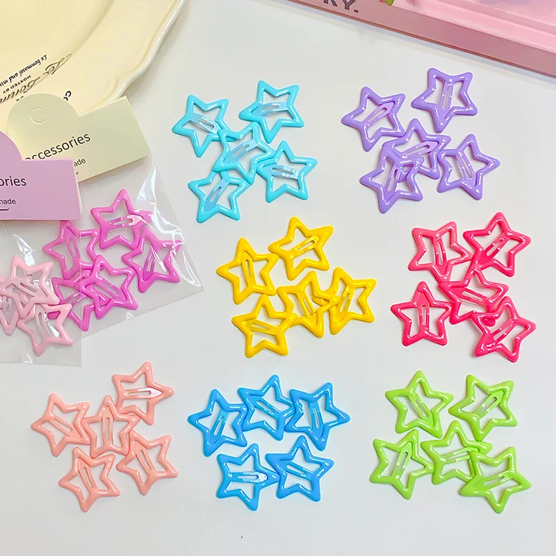 

5pcs/set Cute Solid Star Drip Glaze Alloy Hair Clips for Girls Sweet Hair Decorate Hairpin Hairgrip Kids Lovely Hair Accessories