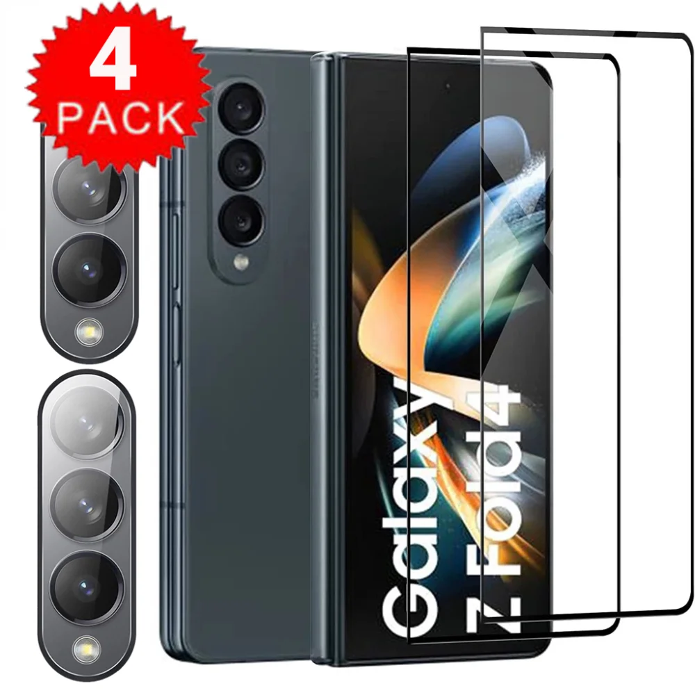 

4in1 Camera Glass Front Glass Film For Samsung Galaxy Z Fold 4 Soft Film For Samsung Z Fold4 ZFold4 5G Screen Protectors