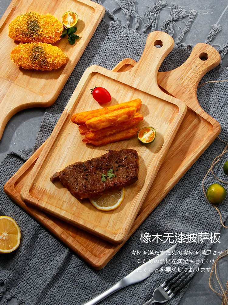 

Wooden Pizza Board Tray Simple Steak Board Solid Wood Chopping Board Plates Set Sushi Plate Fruit Snack Plate Spot Pasta Plate