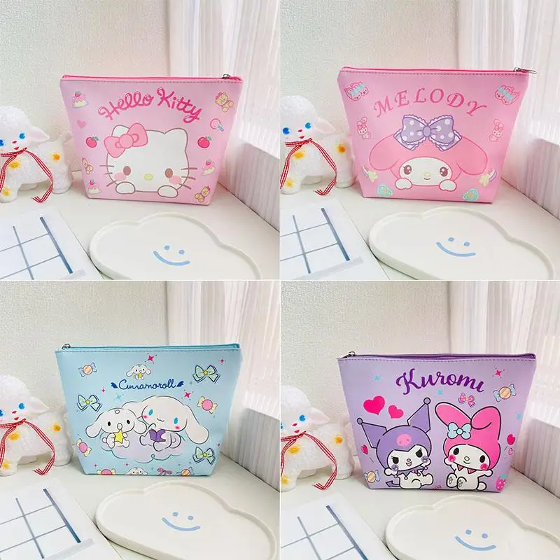

Sanrioed Cinnamoroll My Melody Hellokitty Kuromi новый узор портативная вместительная трапециевидная косметичка для девочек в форме сердца