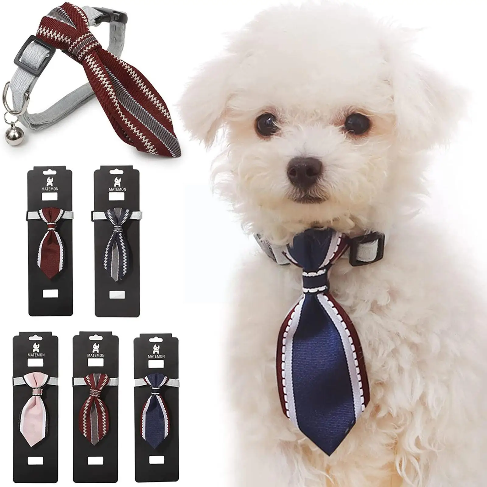 

New Dog Cat Bow Tie With Bell Animal Striped Bow Tie Collar Pet Adjustable Neck Tie Dog Necktie For Party Wedding Pet Suppl Q1T8