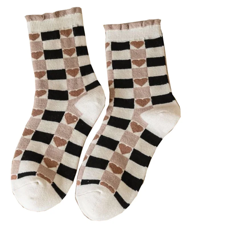 5 Pair Fashion Winter Wool Socks Women Keep Warm Kawaii Print Long Thick Socks Cold Resistance Leg Warmers Cycling Street Style