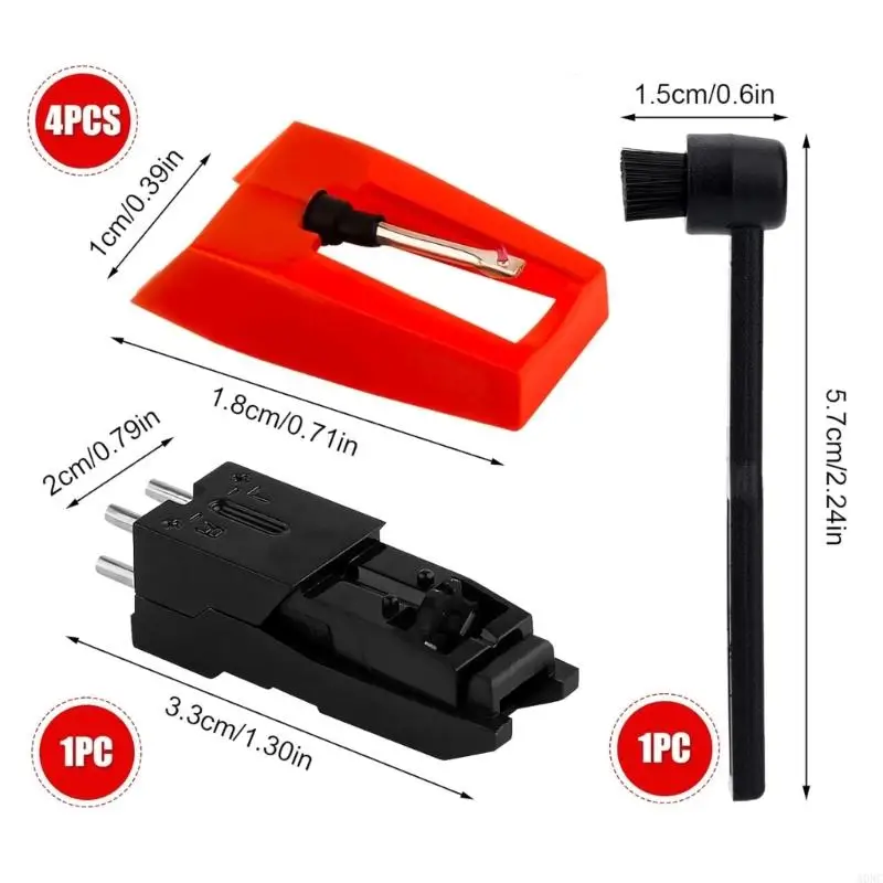A0NC 4 Pack Record Player Стилусы иглы и инструмент для очистки записи игрока