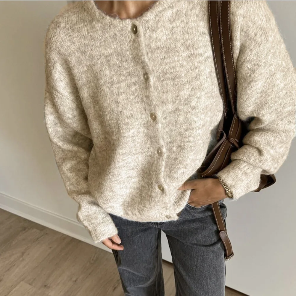 Шерстяные свитера с длинными рукавами кашемировый короткий кардиган