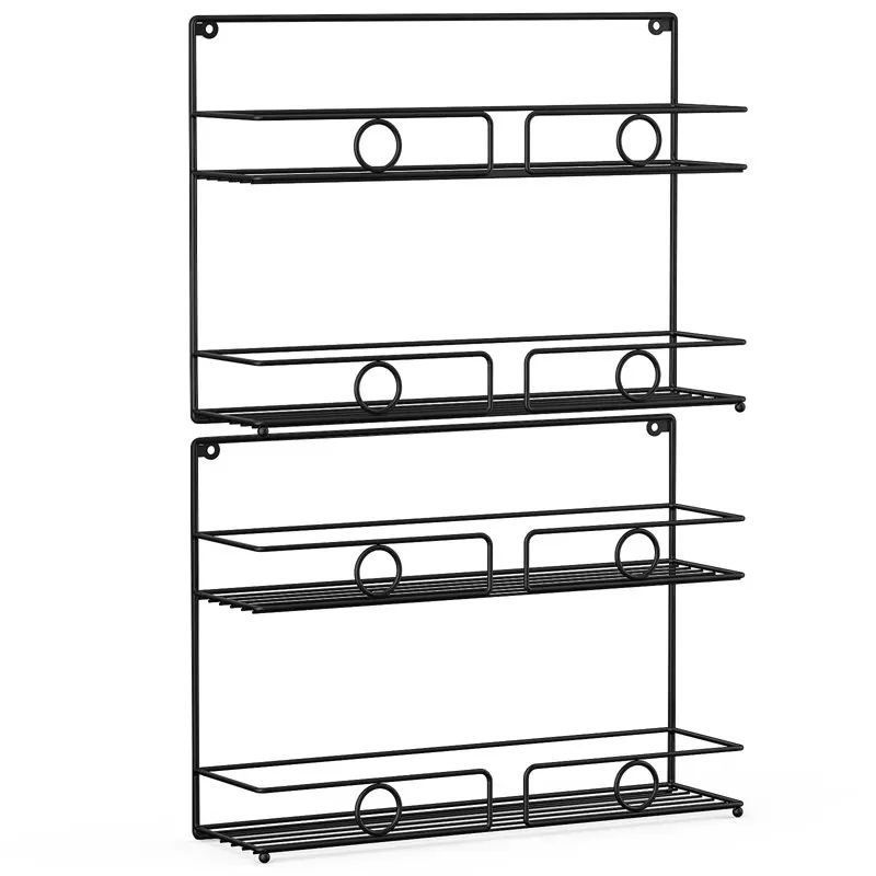 

Spice Rack Organizer for Cabinet, 2 Tier Wire Grid Kitchen Counter-top or Wall Mount Seasoning Rack Jars Storage (2PC)